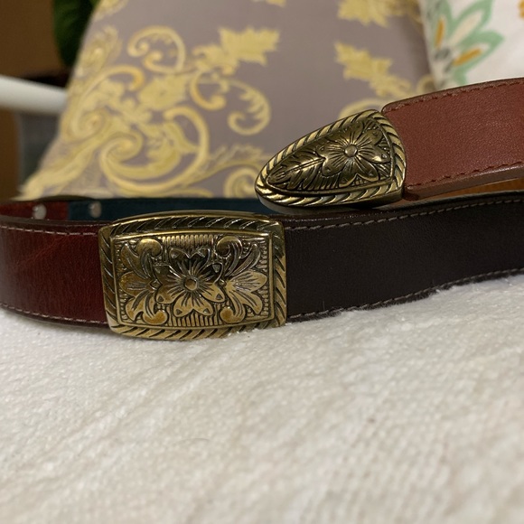 Floral Three tone leather Brighton belt - Picture 4 of 12